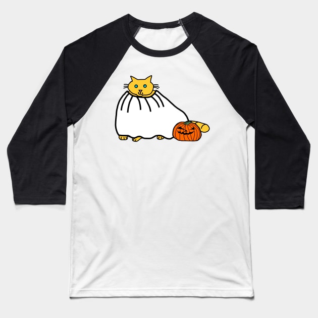 Chonk Cat Getting Ready for Halloween Horror Baseball T-Shirt by ellenhenryart